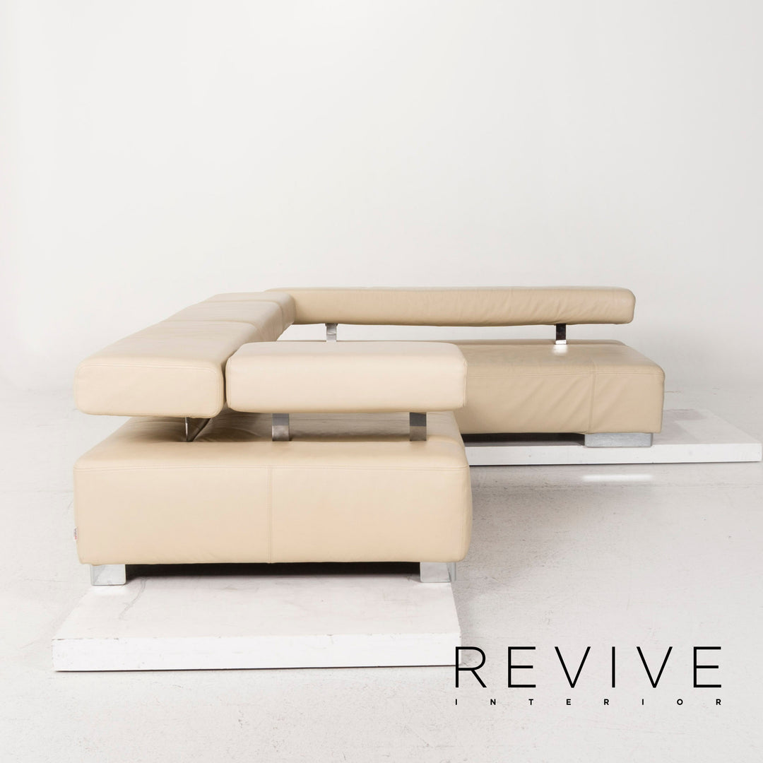 Brühl & Sippold Sunrise Leder Ecksofa Creme Sofa Funktion Couch #12893