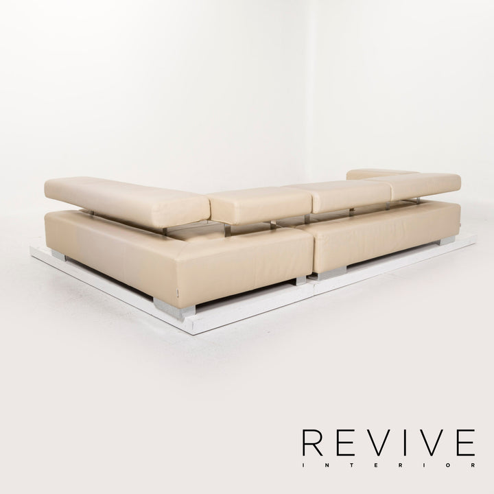 Brühl & Sippold Sunrise Leder Ecksofa Creme Sofa Funktion Couch #12893