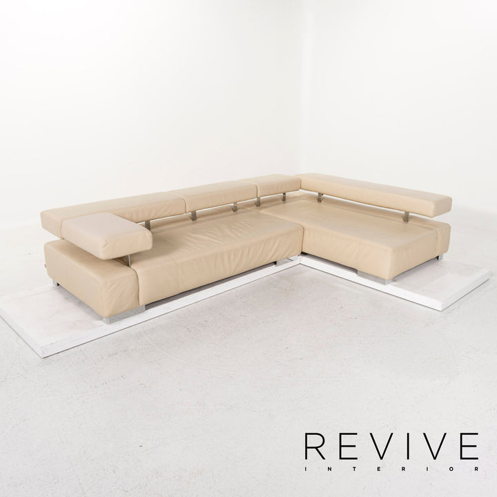 Brühl & Sippold Sunrise Leder Ecksofa Creme Sofa Funktion Couch #12893