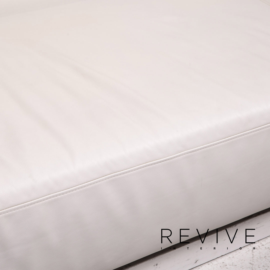 Brühl & Sippold Sunrise Leder Sofa Weiß Dreisitzer Funktion Schlaffunktion Couch Outlet #15258