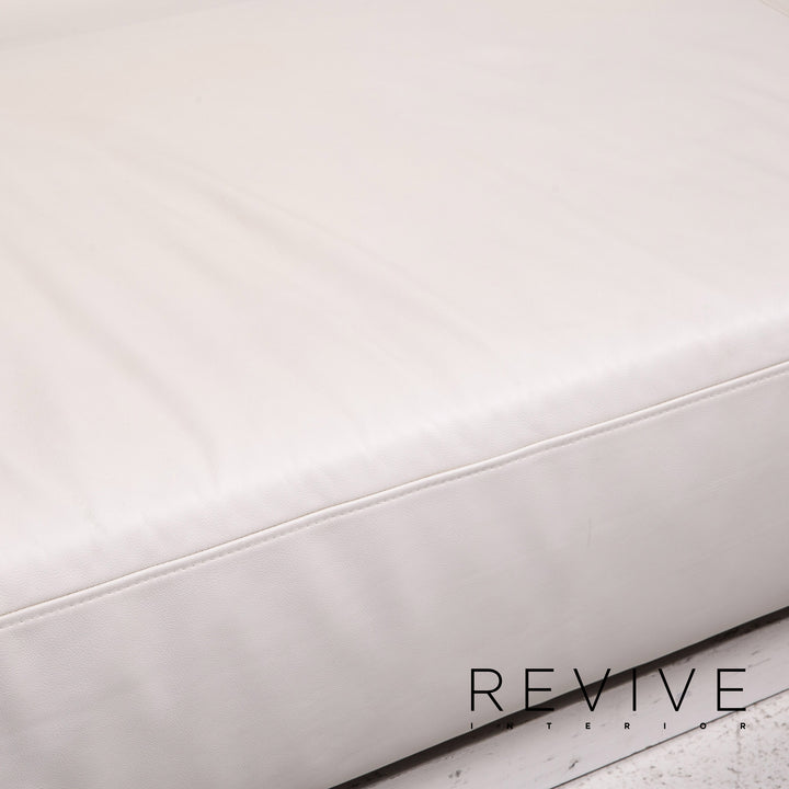 Brühl & Sippold Sunrise Leder Sofa Weiß Dreisitzer Funktion Schlaffunktion Couch Outlet #15258