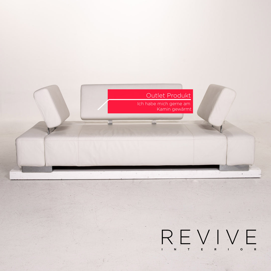 Brühl & Sippold Sunrise Leder Sofa Weiß Dreisitzer Funktion Schlaffunktion Couch Outlet #15258