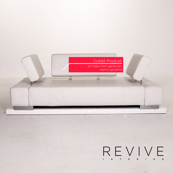 Brühl & Sippold Sunrise Leder Sofa Weiß Dreisitzer Funktion Schlaffunktion Couch Outlet #15258