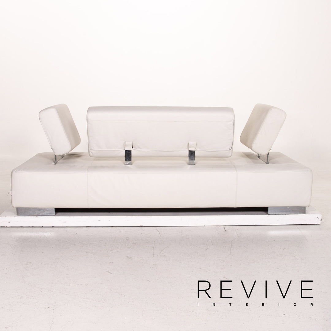 Brühl & Sippold Sunrise Leder Sofa Weiß Dreisitzer Funktion Schlaffunktion Couch Outlet #15258