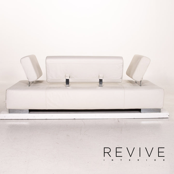 Brühl & Sippold Sunrise Leder Sofa Weiß Dreisitzer Funktion Schlaffunktion Couch Outlet #15258