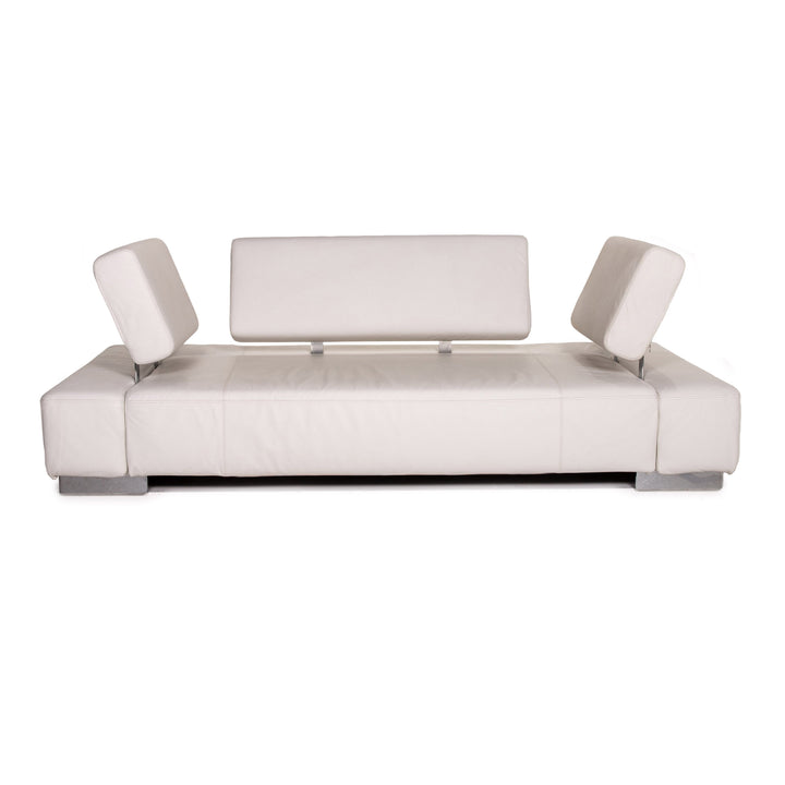 Brühl & Sippold Sunrise Leder Sofa Weiß Dreisitzer Funktion Schlaffunktion Couch Outlet #15258