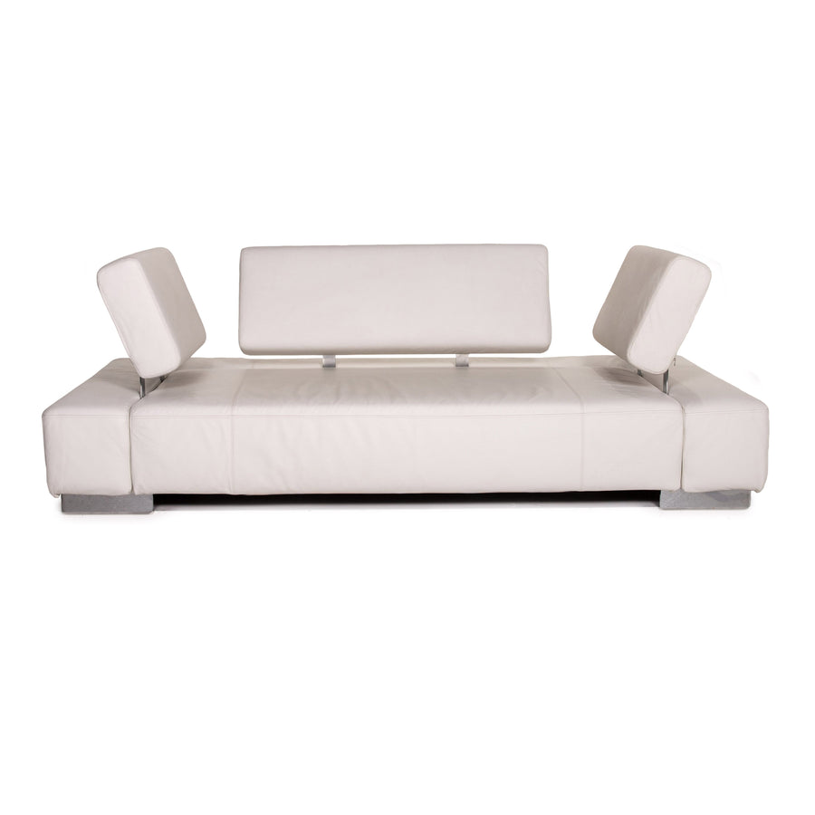 Brühl & Sippold Sunrise Leder Sofa Weiß Dreisitzer Funktion Schlaffunktion Couch Outlet #15258