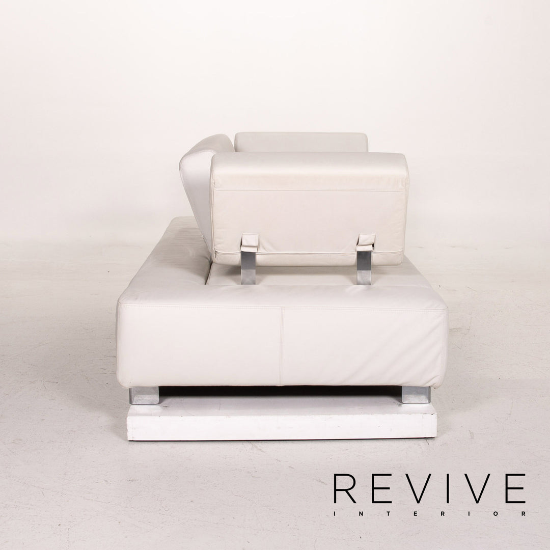 Brühl & Sippold Sunrise Leder Sofa Weiß Dreisitzer Funktion Schlaffunktion Couch Outlet #15258