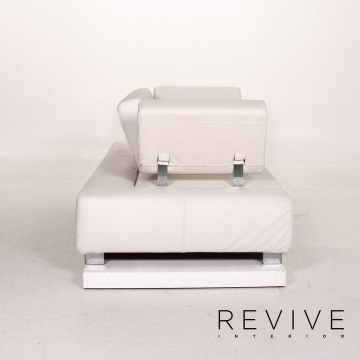 Brühl & Sippold Sunrise Leder Sofa Weiß Dreisitzer Funktion Schlaffunktion Couch Outlet #15258