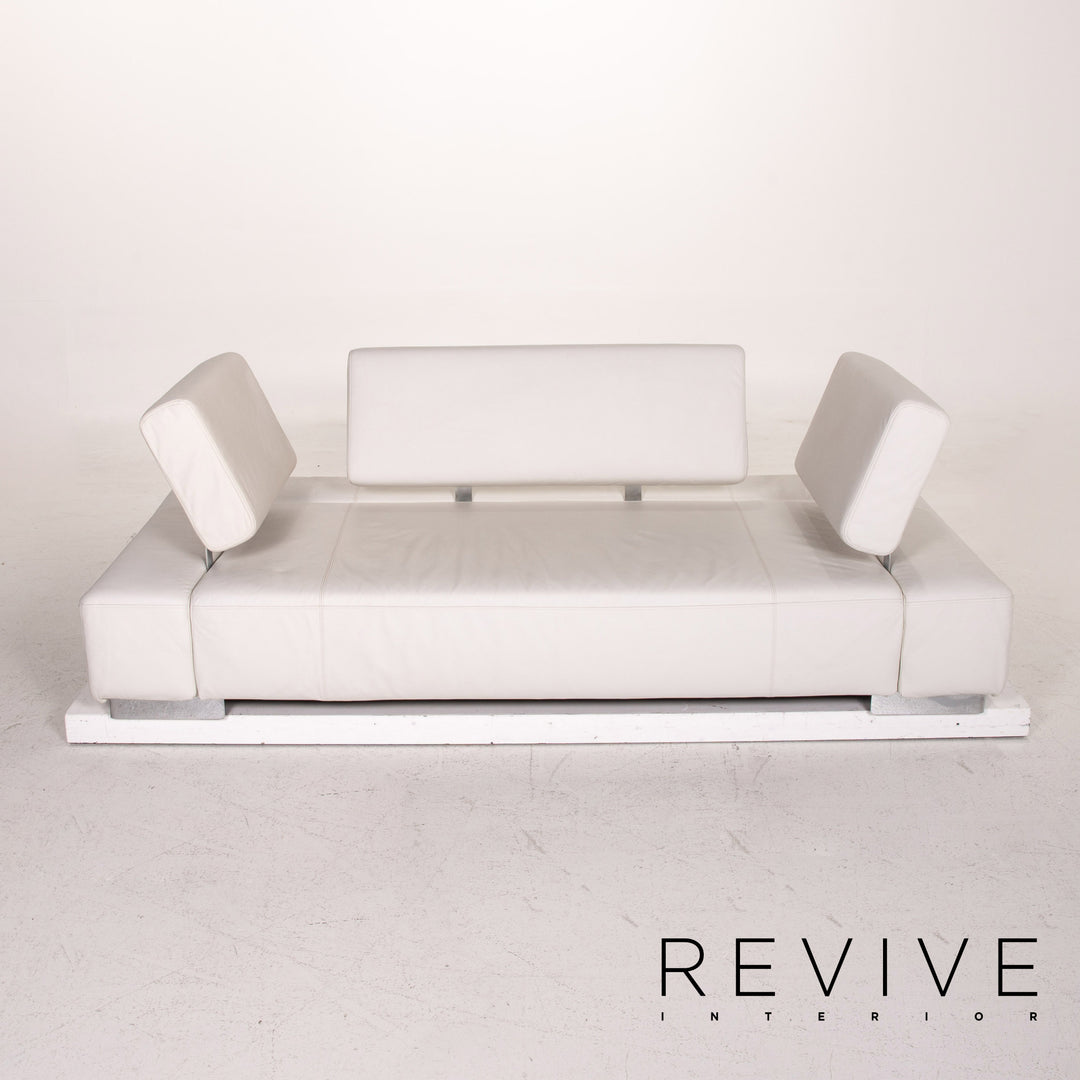 Brühl & Sippold Sunrise Leder Sofa Weiß Dreisitzer Funktion Schlaffunktion Couch Outlet #15258