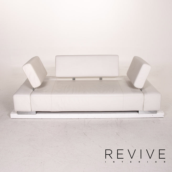 Brühl & Sippold Sunrise Leder Sofa Weiß Dreisitzer Funktion Schlaffunktion Couch Outlet #15258