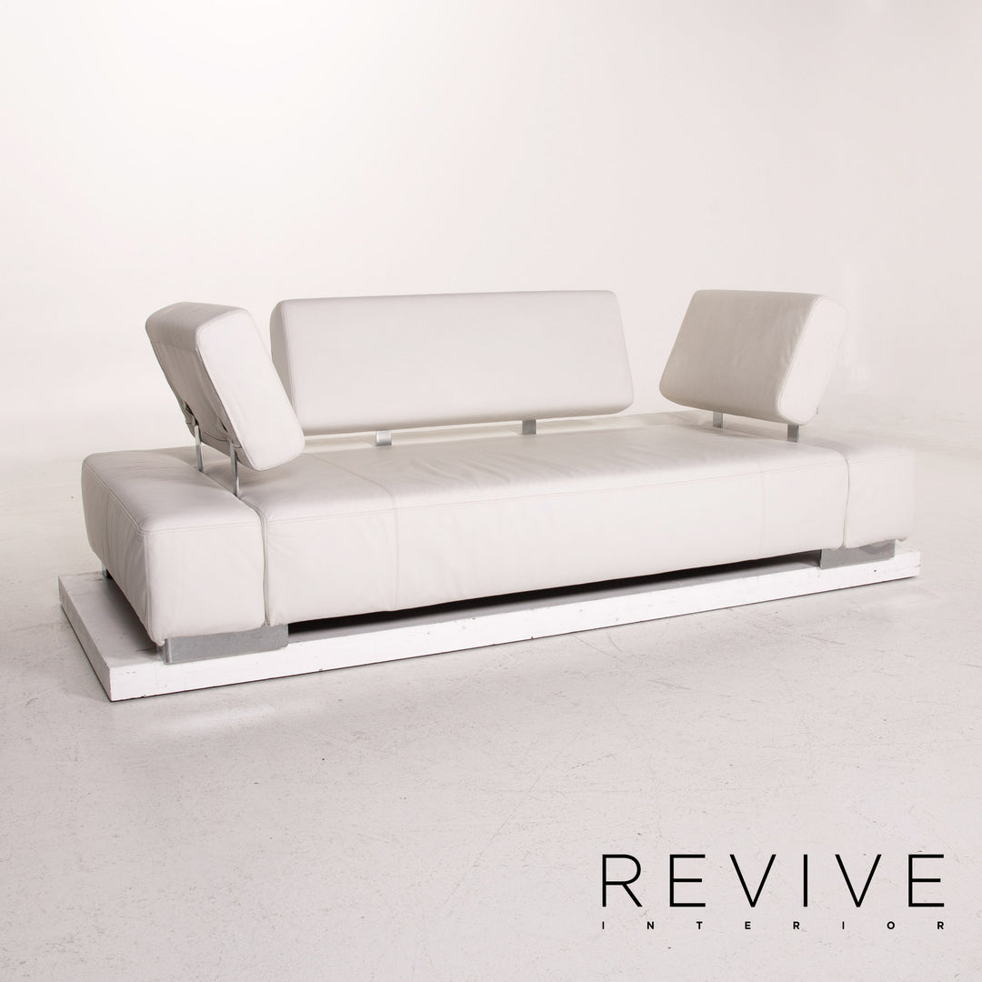 Brühl & Sippold Sunrise Leder Sofa Weiß Dreisitzer Funktion Schlaffunktion Couch Outlet #15258