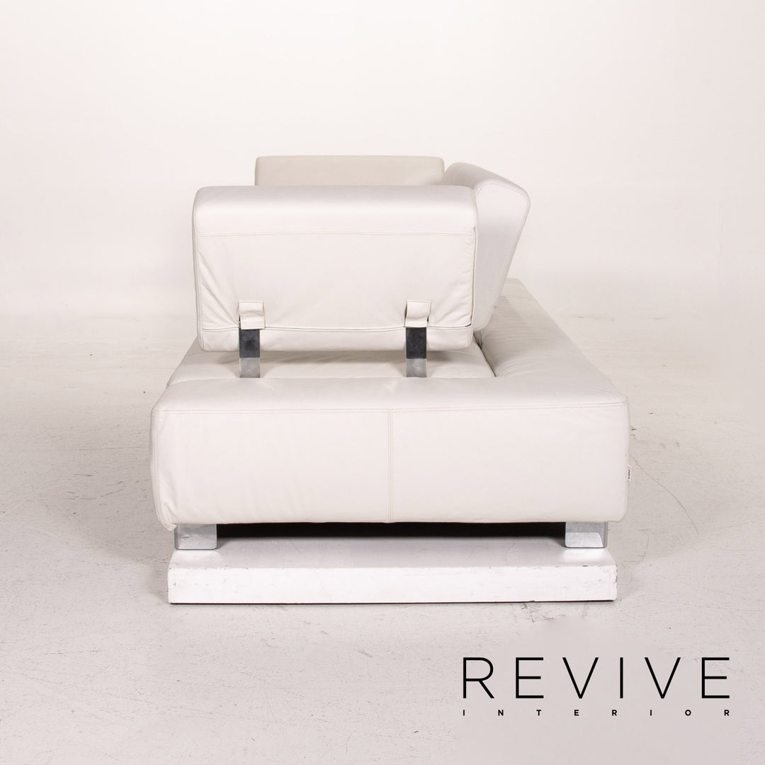 Brühl & Sippold Sunrise Leder Sofa Weiß Dreisitzer Funktion Schlaffunktion Couch Outlet #15258