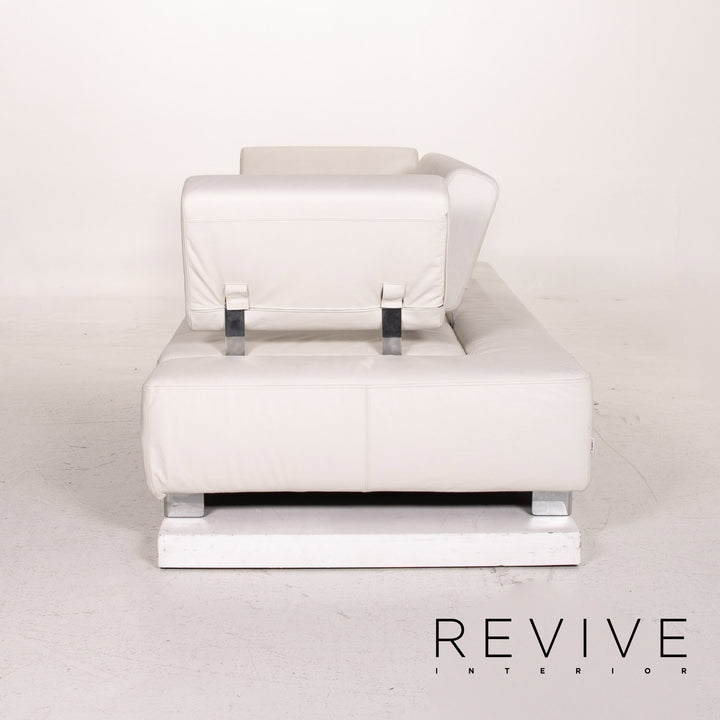Brühl & Sippold Sunrise Leder Sofa Weiß Dreisitzer Funktion Schlaffunktion Couch Outlet #15258