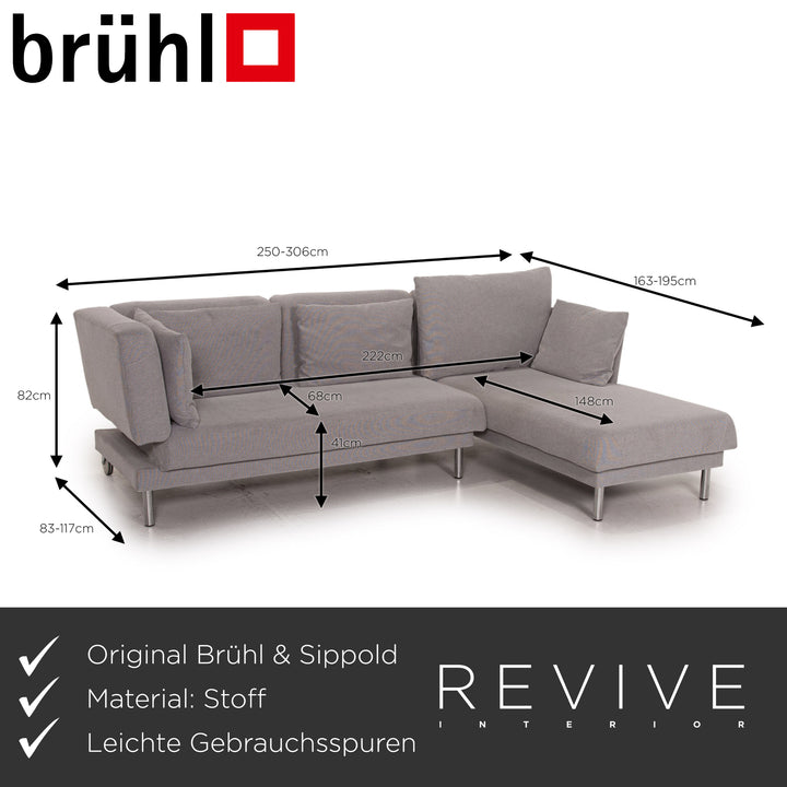 Brühl & Sippold Tam Ecksofa Grau Stoff Wohnlandschaft Kissen