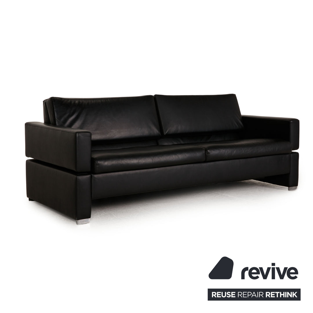 Brühl Tomo Canapé en cuir noir 3 places Fonction canapé Fonction détente