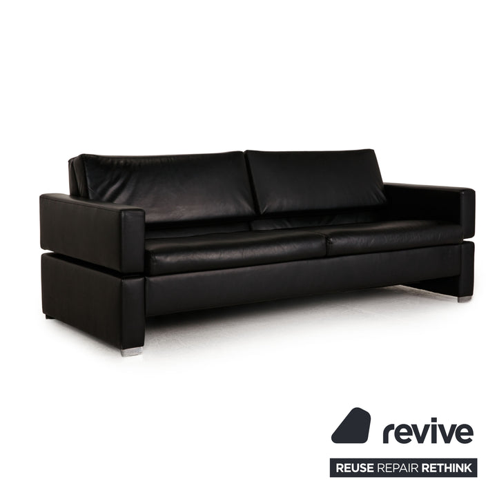 Brühl Tomo Canapé en cuir noir 3 places Fonction canapé Fonction détente