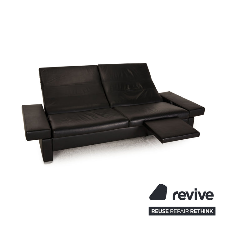 Brühl Tomo Canapé en cuir noir 3 places Fonction canapé Fonction détente