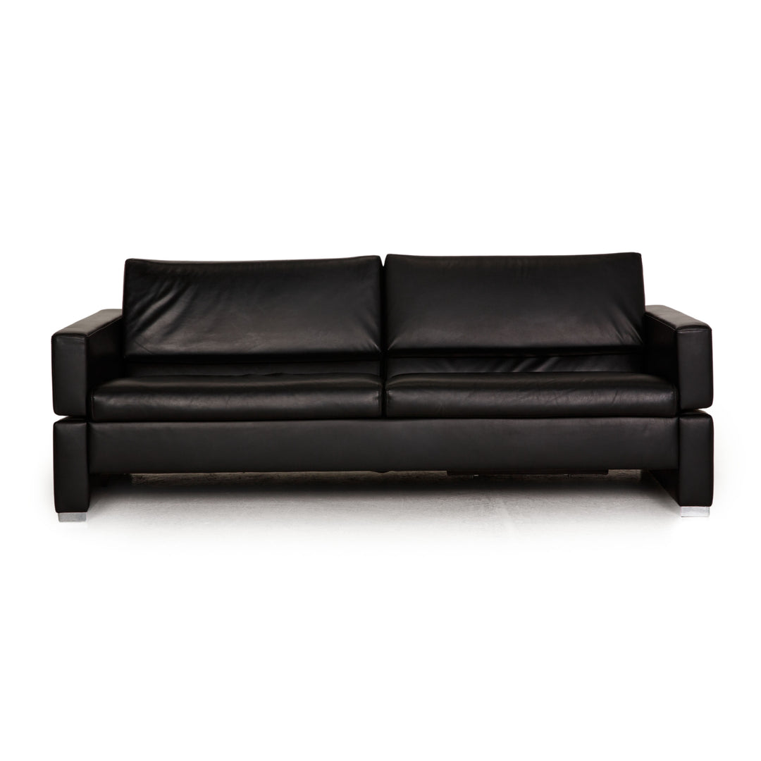 Brühl Tomo Canapé en cuir noir 3 places Fonction canapé Fonction détente