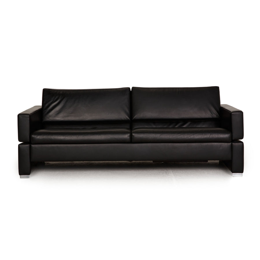 Brühl Tomo Canapé en cuir noir 3 places Fonction canapé Fonction détente
