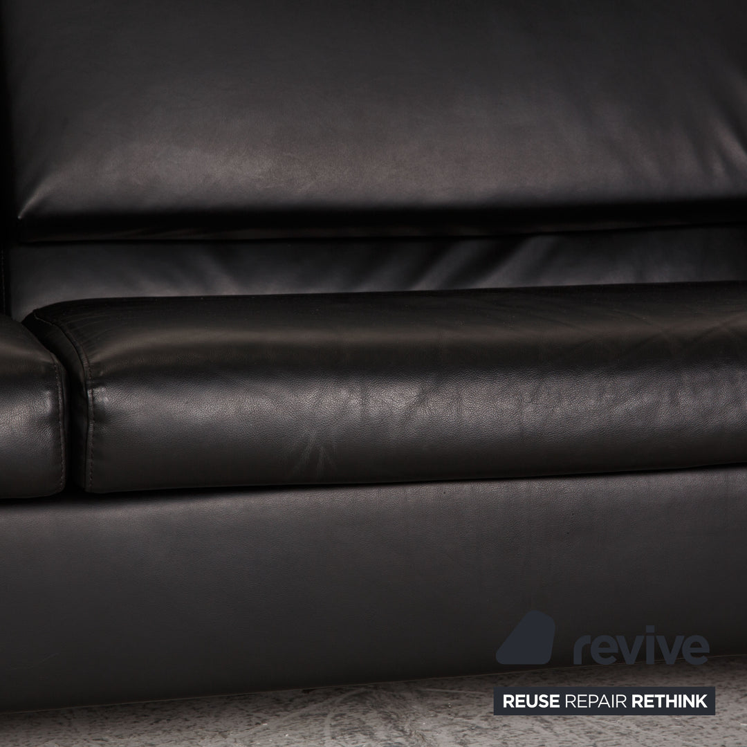 Brühl Tomo Canapé en cuir noir 3 places Fonction canapé Fonction détente