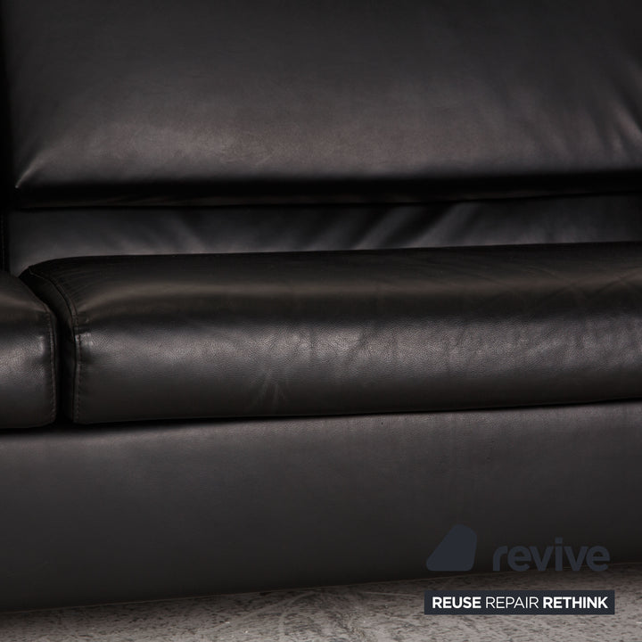 Brühl Tomo Canapé en cuir noir 3 places Fonction canapé Fonction détente