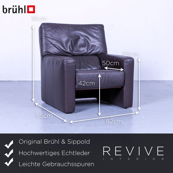 Brühl Visavis designer leather sofa set brown two-seater armchair couch genuine leather #5417