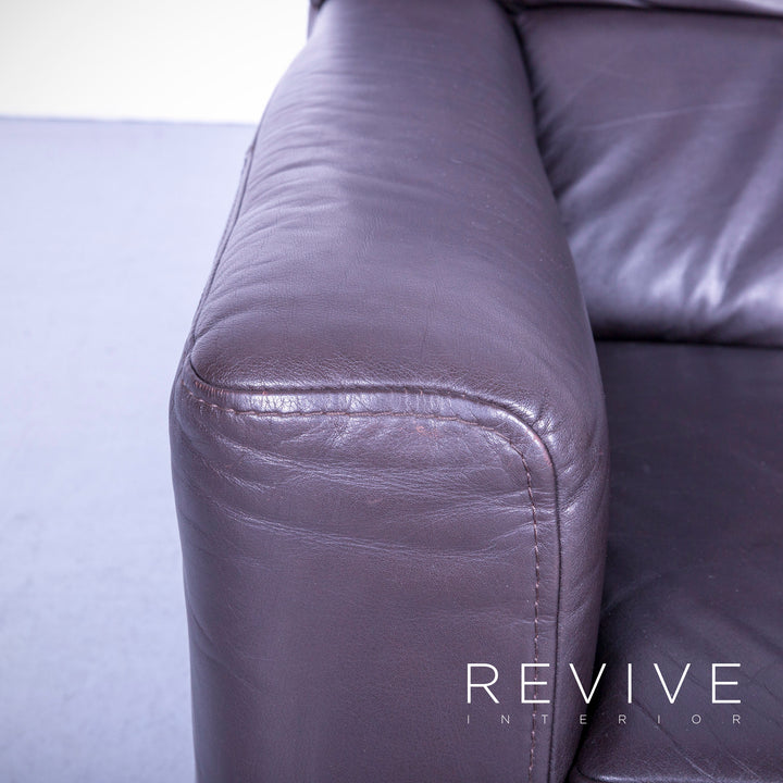 Brühl Visavis designer leather sofa set brown two-seater armchair couch genuine leather #5417