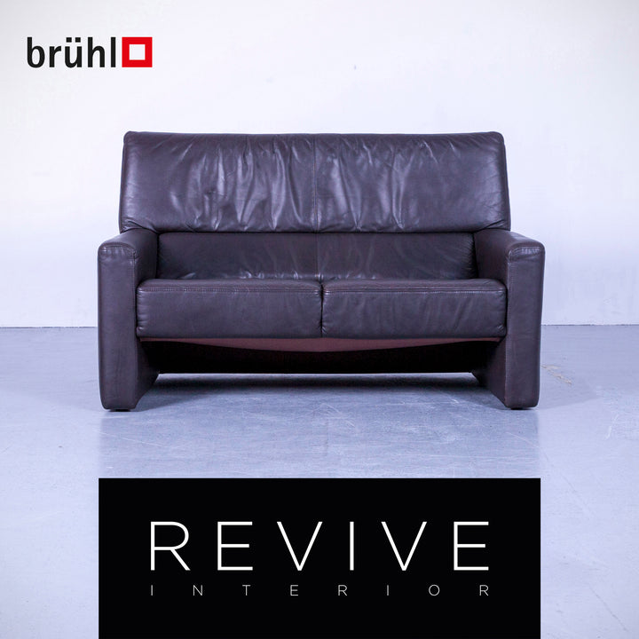 Brühl Visavis designer leather sofa brown two-seater couch real leather #5415