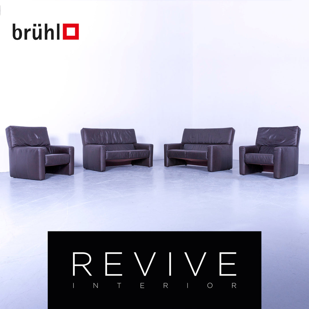 Brühl Visavis designer leather sofa set brown two-seater armchair couch genuine leather #5417