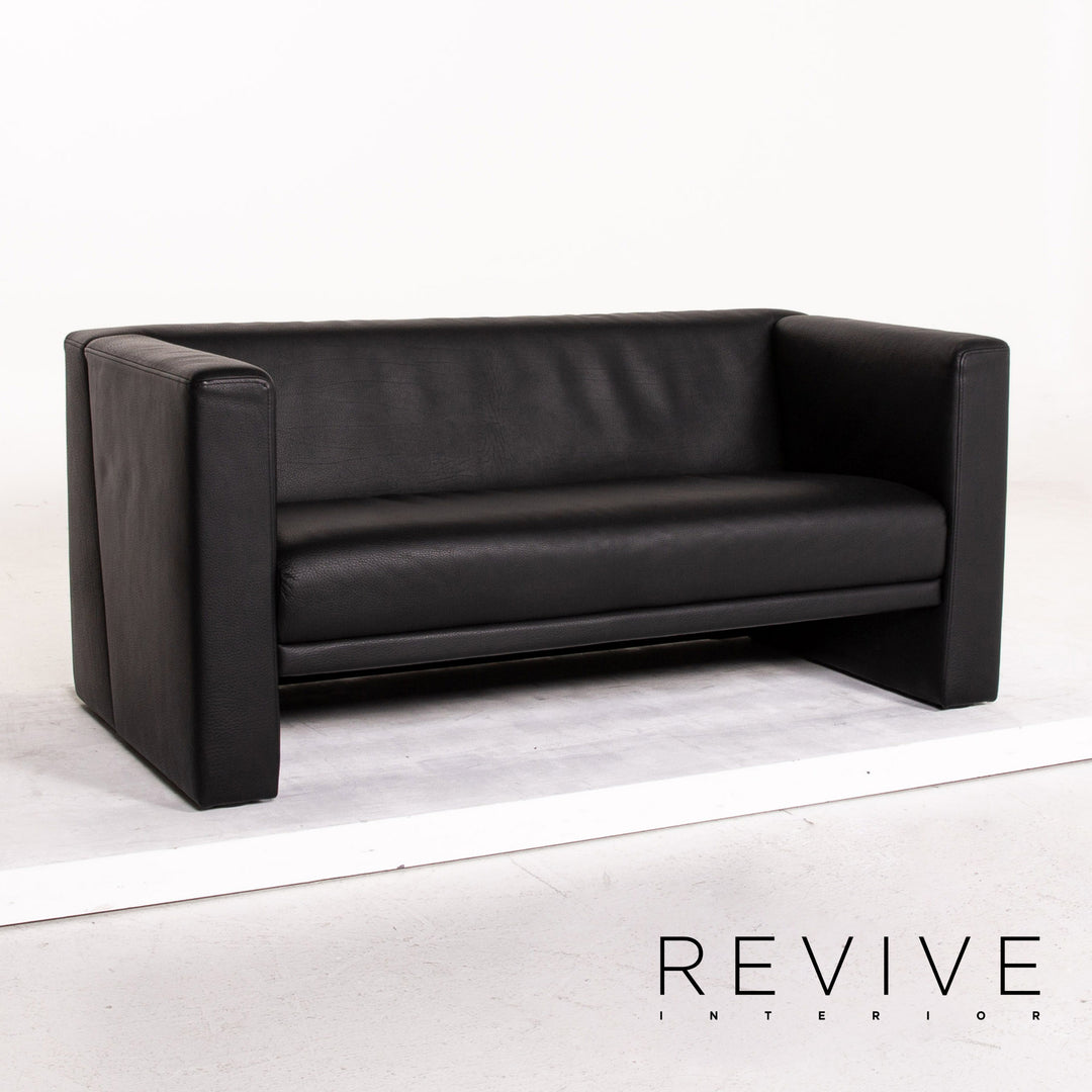 Brühl & Sippold Visavis Leder Sofa Schwarz Zweisitzer Couch #14828