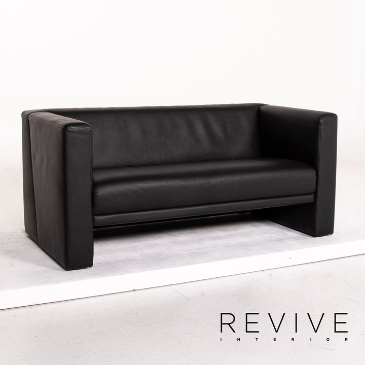 Brühl & Sippold Visavis Leder Sofa Schwarz Zweisitzer Couch #14828