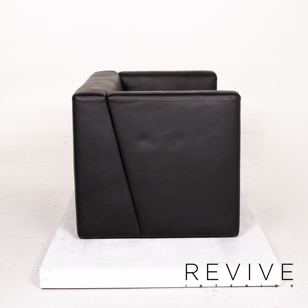 Brühl & Sippold Visavis Leder Sofa Schwarz Zweisitzer Couch #14828