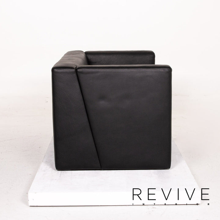 Brühl & Sippold Visavis Leder Sofa Schwarz Zweisitzer Couch #14828
