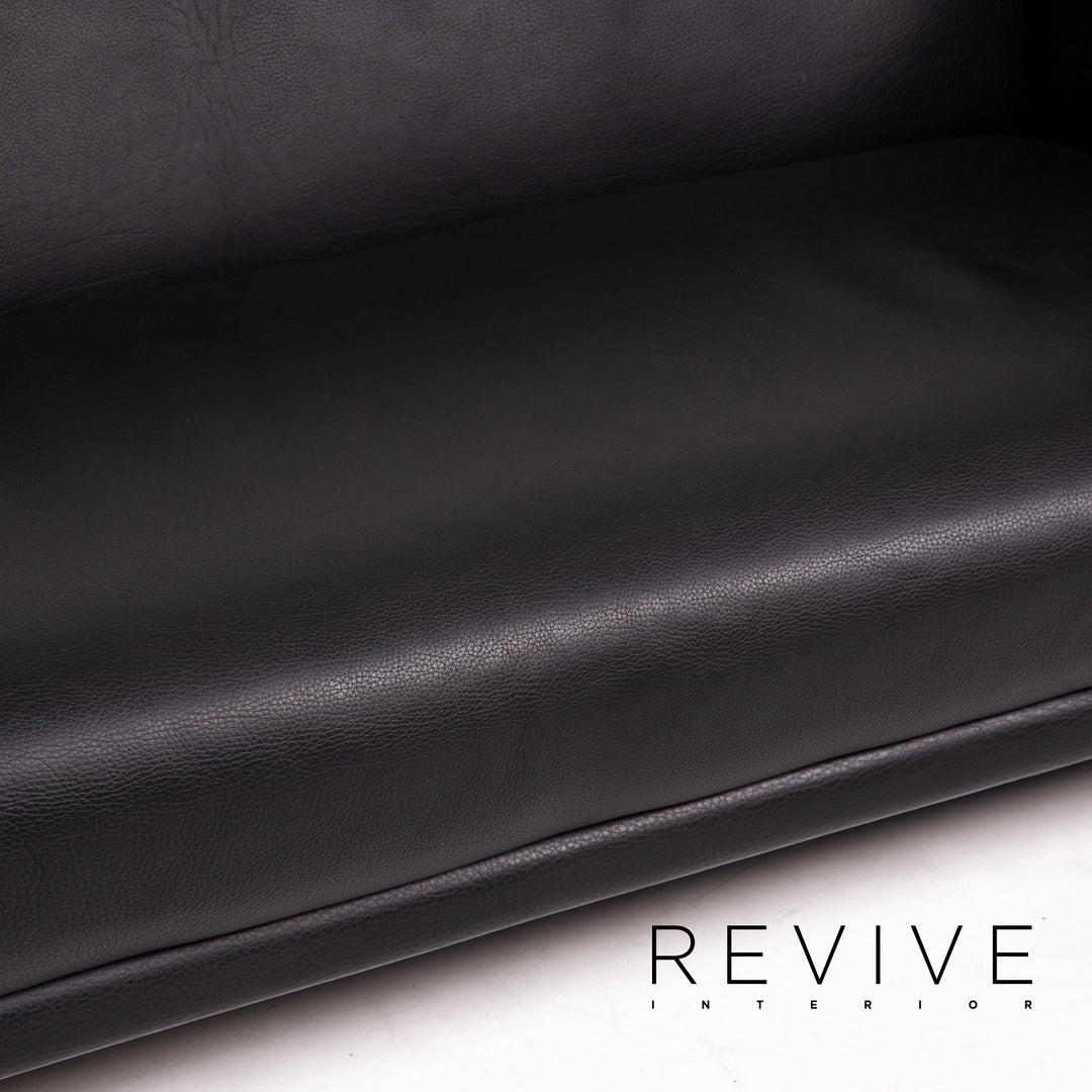 Brühl & Sippold Visavis Leder Sofa Schwarz Zweisitzer Couch #14828