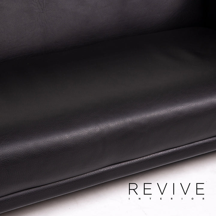 Brühl & Sippold Visavis Leder Sofa Schwarz Zweisitzer Couch #14828