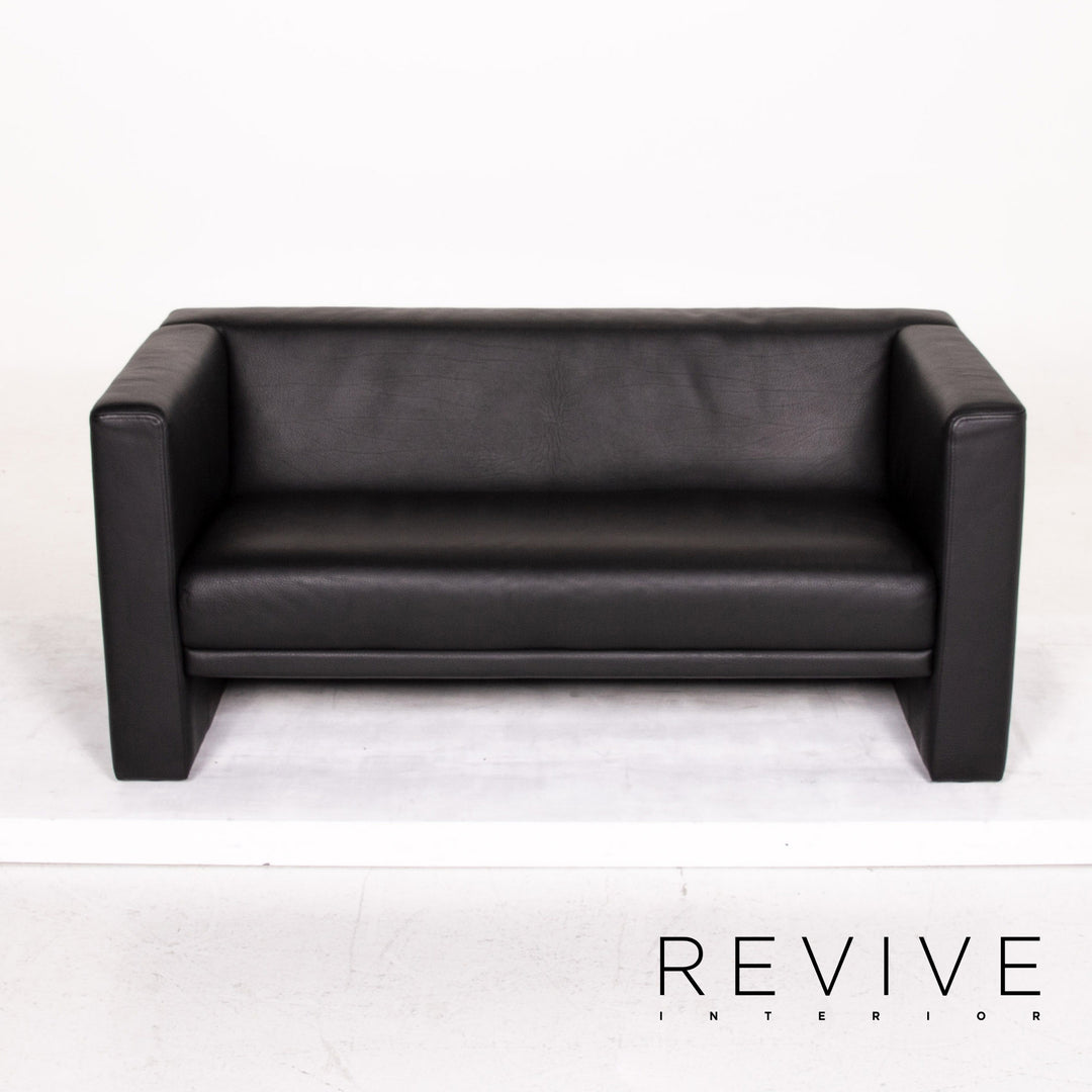Brühl & Sippold Visavis Leder Sofa Schwarz Zweisitzer Couch #14828