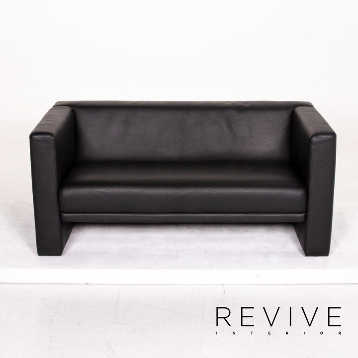 Brühl & Sippold Visavis Leder Sofa Schwarz Zweisitzer Couch #14828