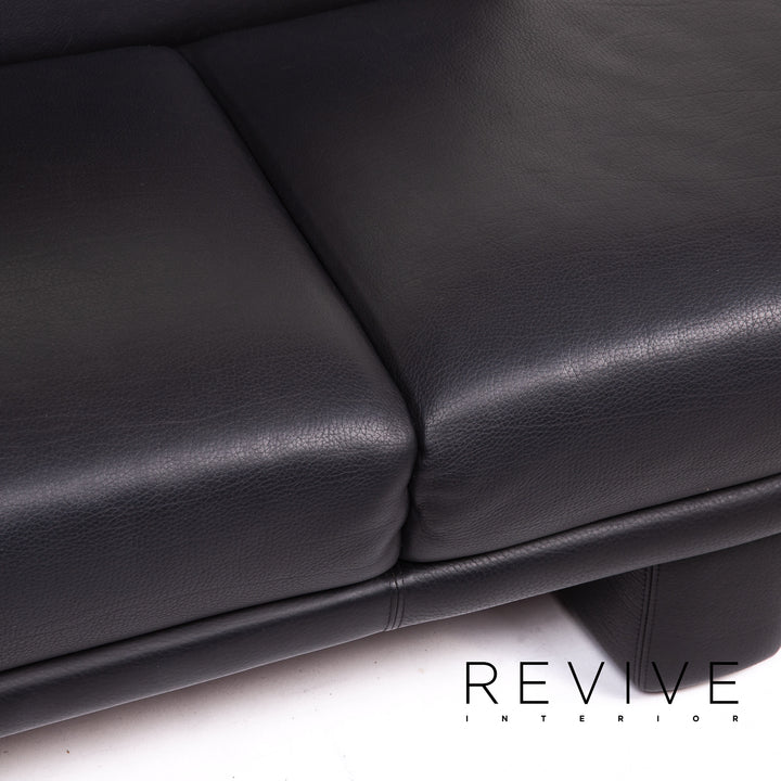 Brühl & Sippold Visavis Leder Sofa Schwarz Zweisitzer Recamiére Couch #14355