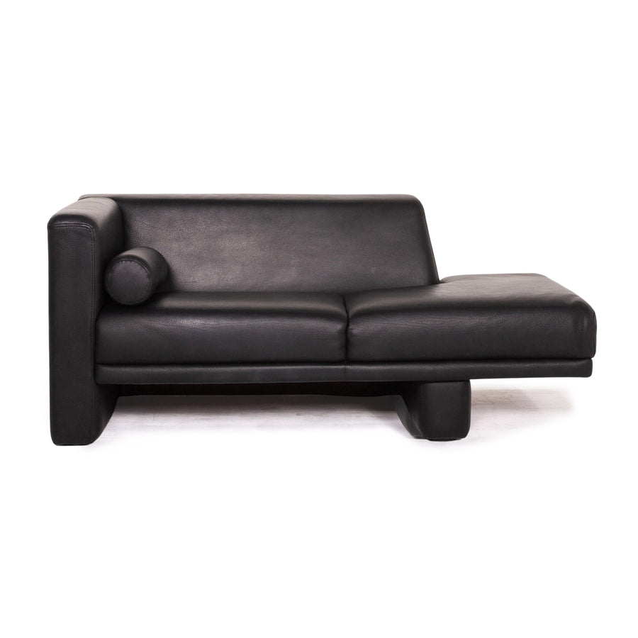 Brühl & Sippold Visavis Leder Sofa Schwarz Zweisitzer Recamiére Couch #14355