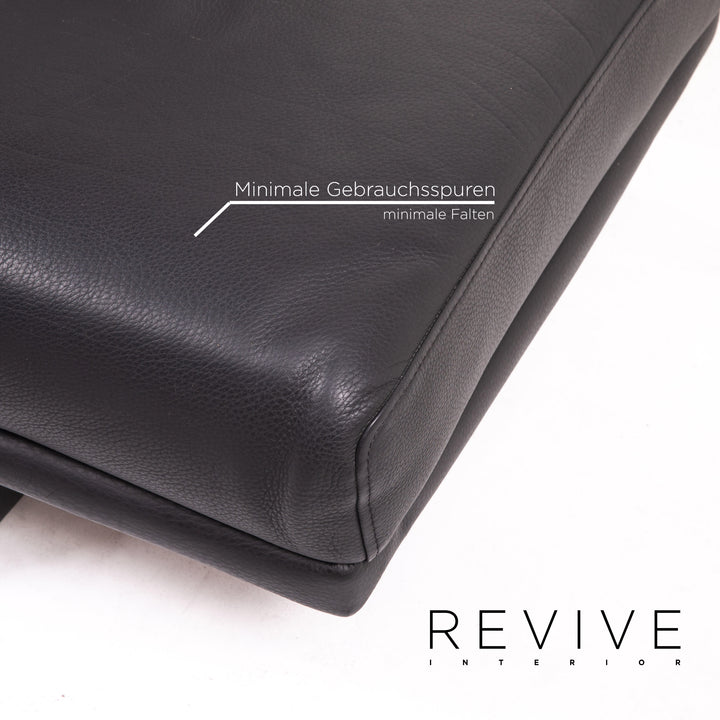 Brühl & Sippold Visavis Leder Sofa Schwarz Zweisitzer Recamiére Couch #14355
