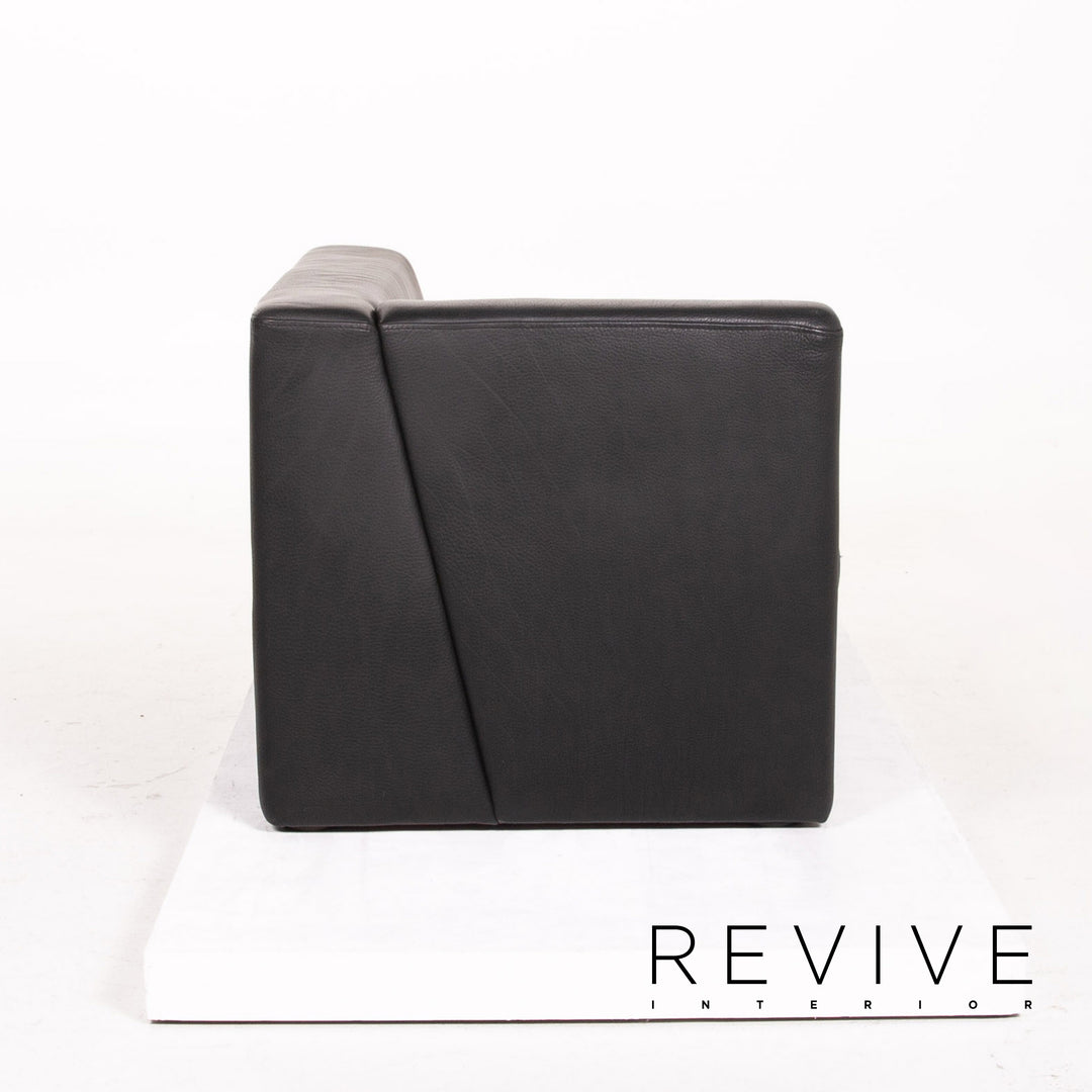 Brühl & Sippold Visavis Leder Sofa Schwarz Zweisitzer Recamiére Couch #14355