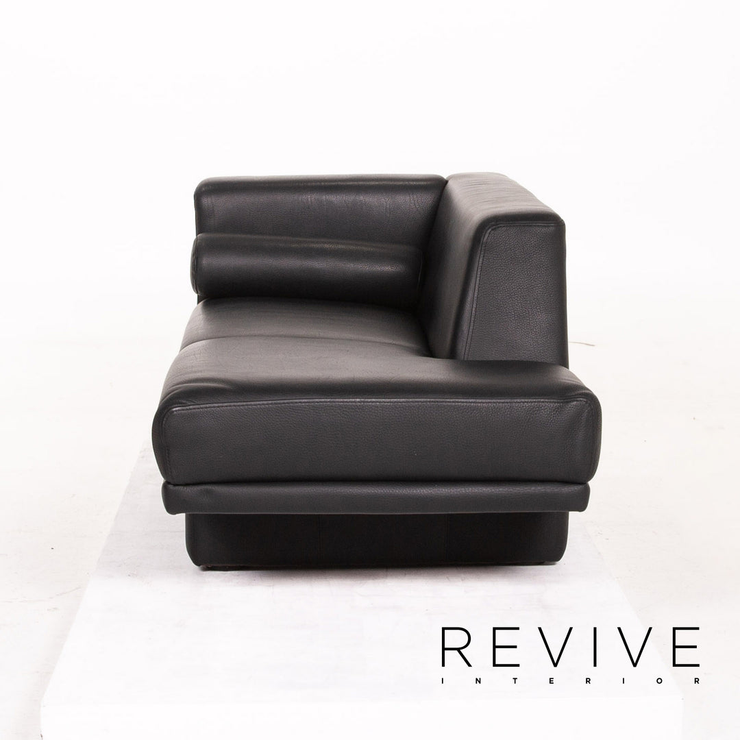 Brühl & Sippold Visavis Leder Sofa Schwarz Zweisitzer Recamiére Couch #14355