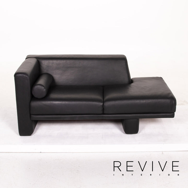 Brühl & Sippold Visavis Leder Sofa Schwarz Zweisitzer Recamiére Couch #14355
