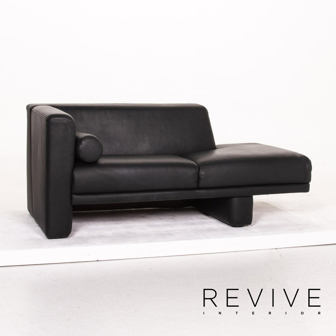 Brühl & Sippold Visavis Leder Sofa Schwarz Zweisitzer Recamiére Couch #14355