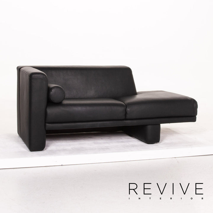 Brühl & Sippold Visavis Leder Sofa Schwarz Zweisitzer Recamiére Couch #14355