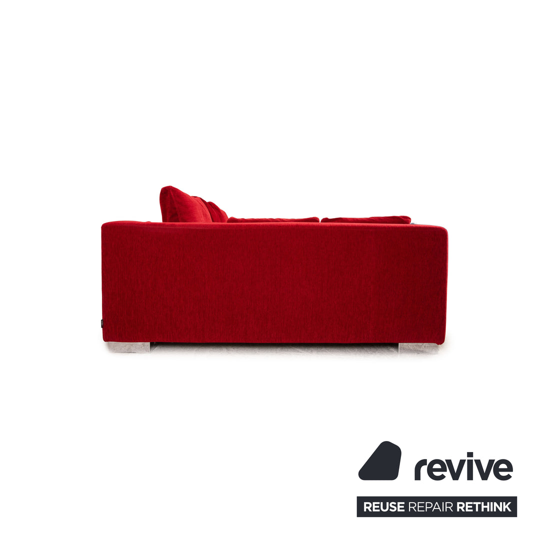 Brühl fabric corner sofa red sofa couch recamier left