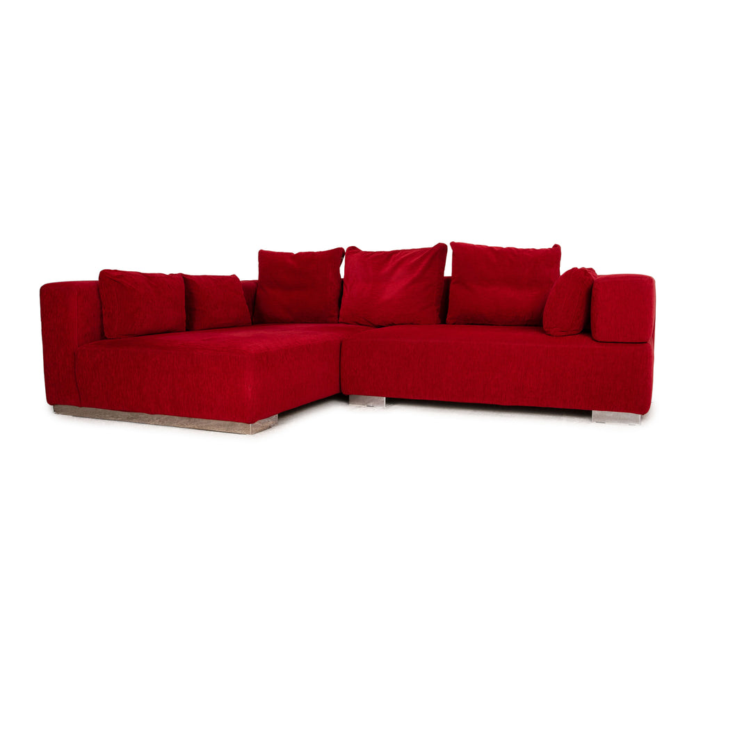 Brühl fabric corner sofa red sofa couch recamier left