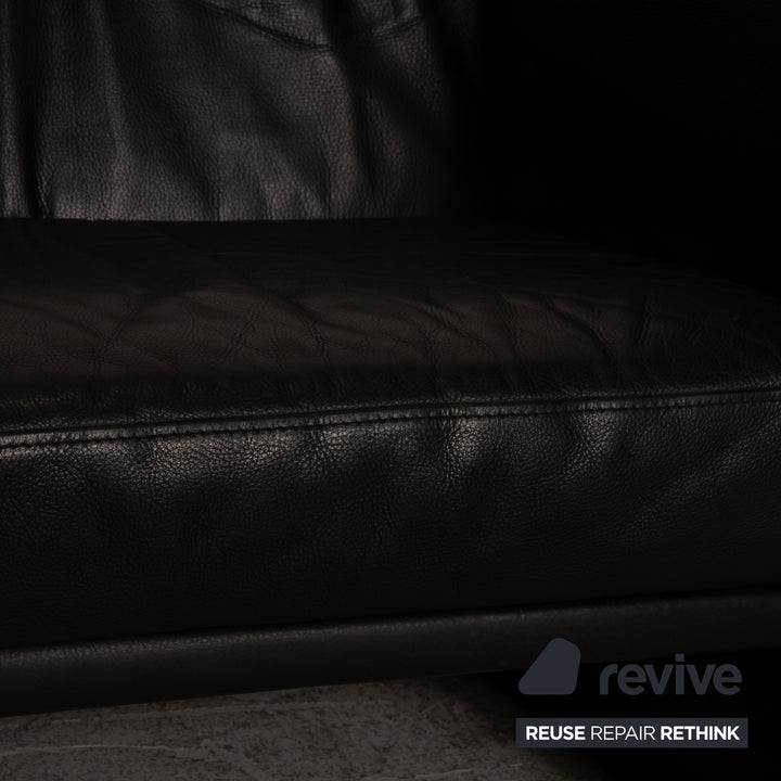 Brühl Visavis leather two-seater black sofa couch