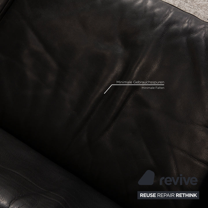 Brühl Visavis leather two-seater black sofa couch